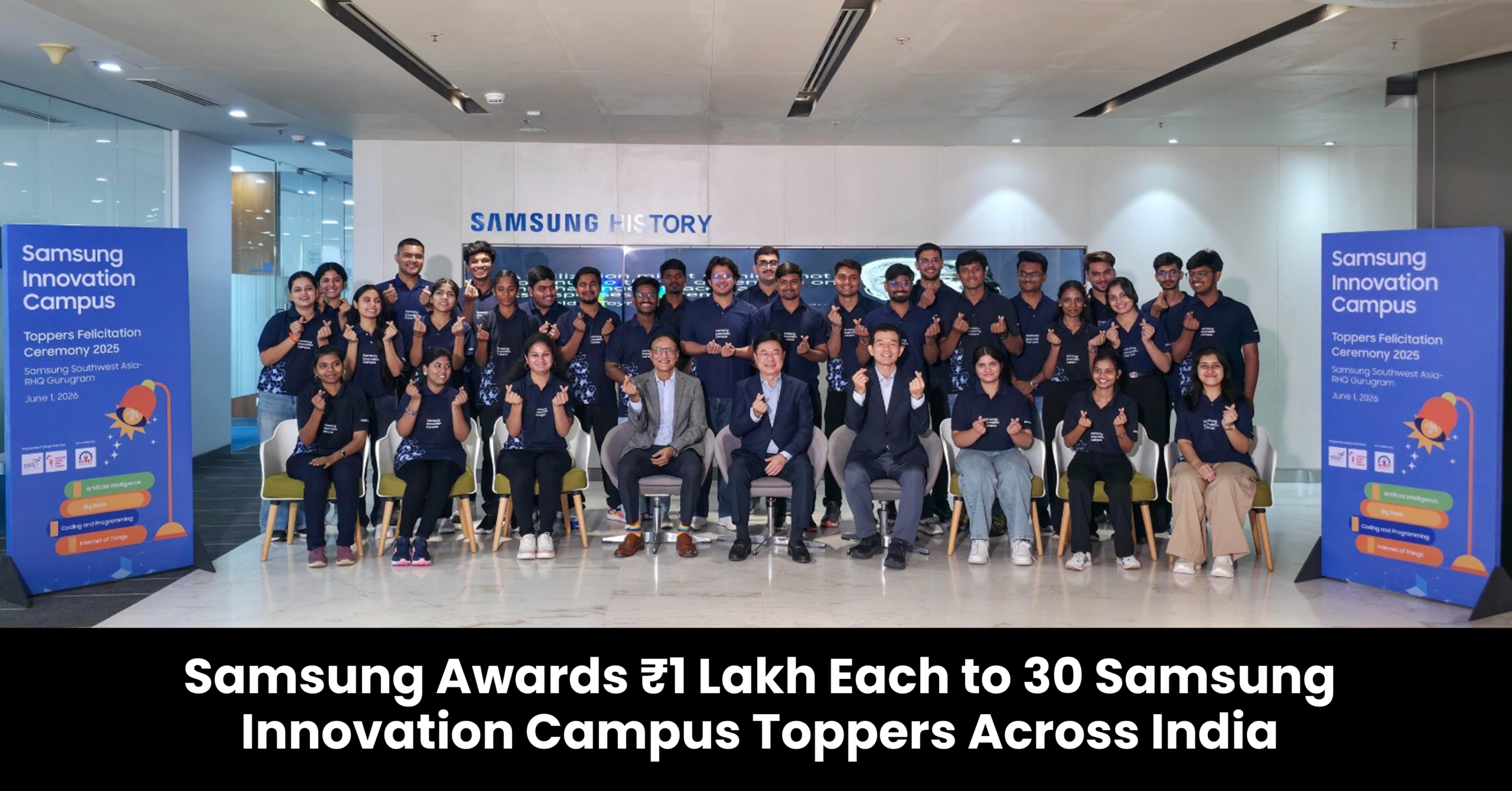 Samsung Awards ₹1 Lakh Each to 30 Samsung Innovation Campus Toppers Across India